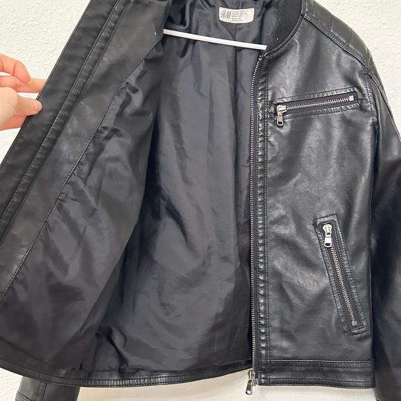H&M Boys Leather Zip Up Jacket Size 8/9 - Picture 3 of 5